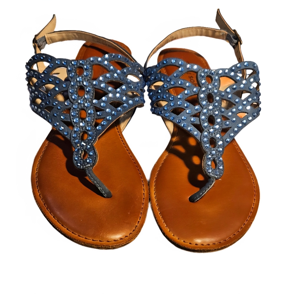 Zigi Soho Blue Rhinestone Embellished Sandals Size 8 - Picture 5 of 8